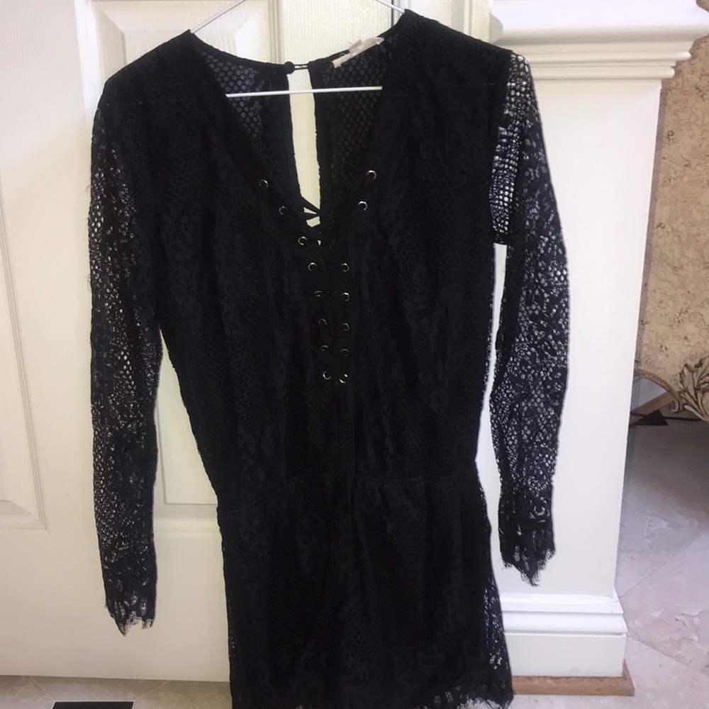 Black Lace Longsleeve Romper Sz M Cotton Candy LA